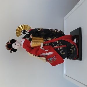 12 inch Japanese Geisha Figurine, Handmade Kimono